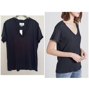 Current/Elliott The Perfect V Tee in Caviar